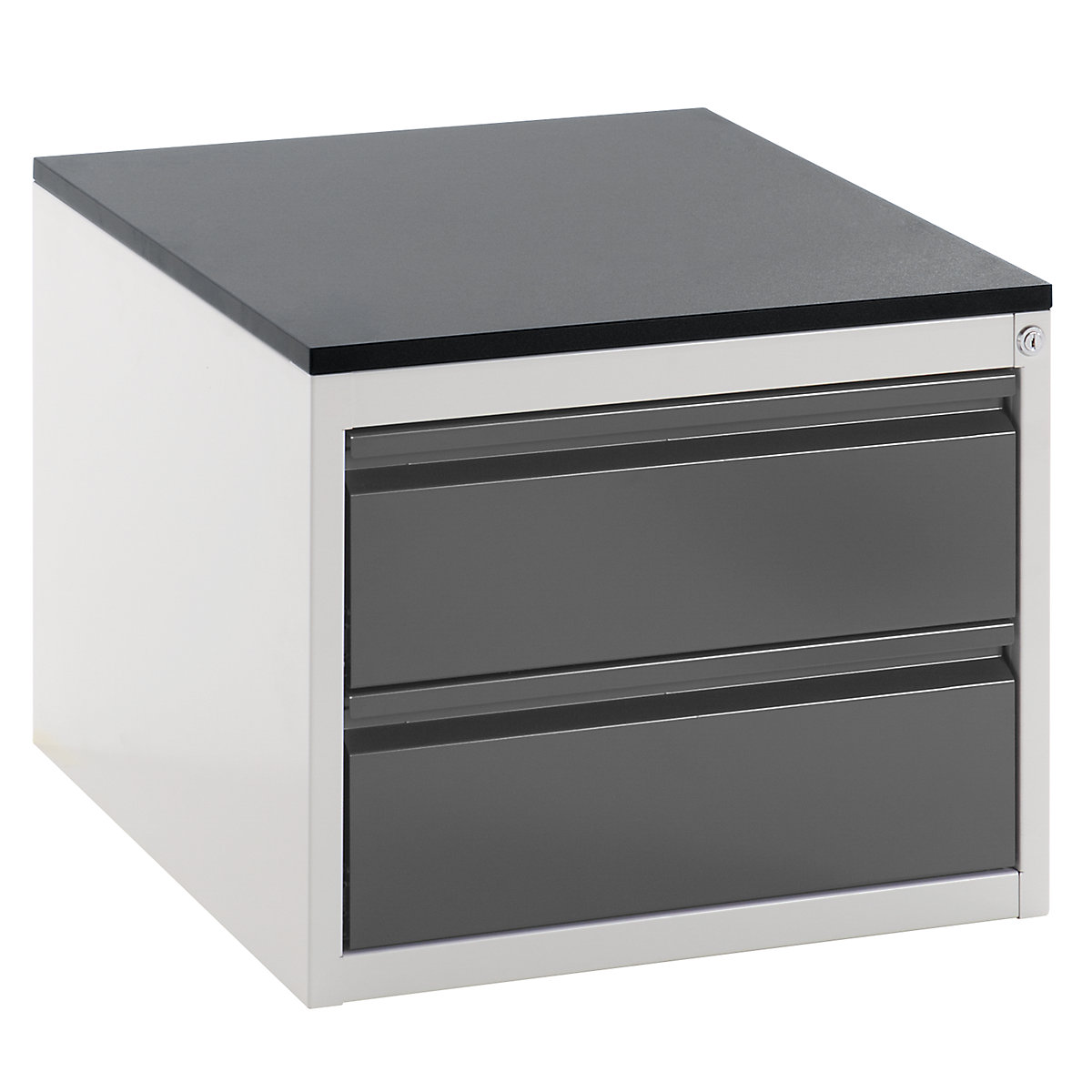 Drawer cupboard with telescopic guides – RAU, height 460 mm, 2 x 180 mm drawers, light grey / metallic charcoal, width 580 mm-12