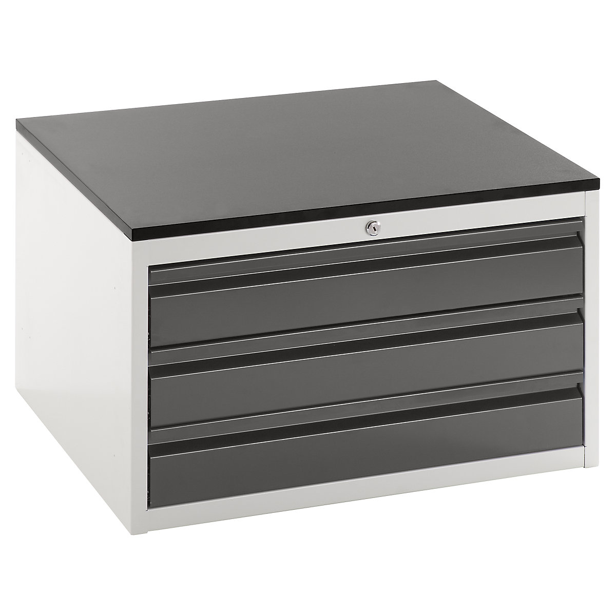 Drawer cupboard with telescopic guides – RAU, height 460 mm, 3 x 120 mm drawers, light grey / charcoal, width 770 mm-9