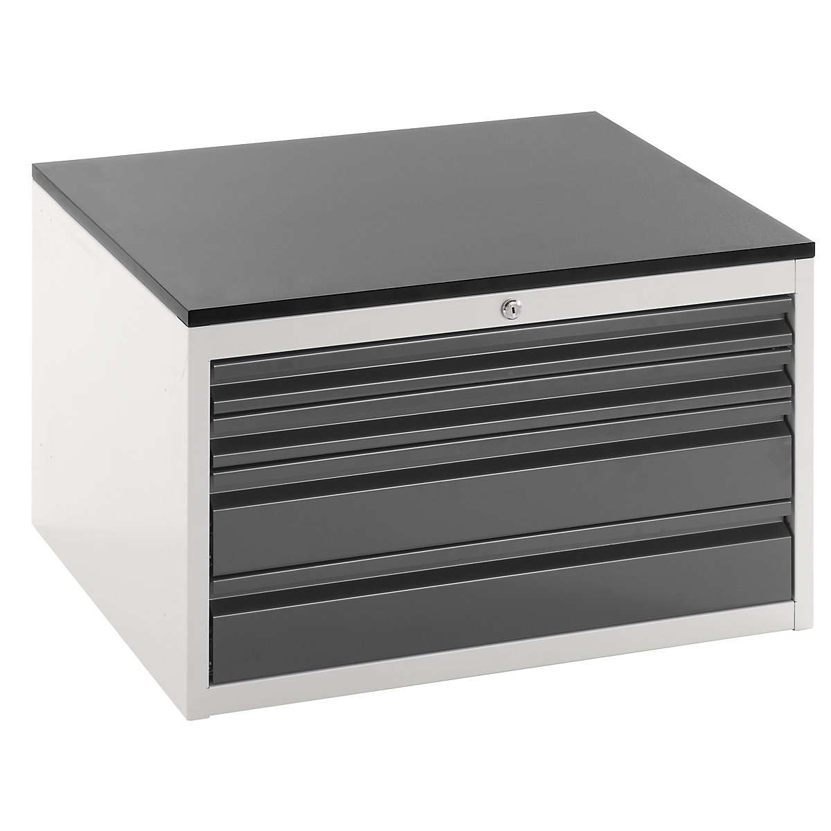 Drawer cupboard with telescopic guides – RAU, height 460 mm, drawers: 2 x 60, 2 x 120 mm, light grey / charcoal, width 770 mm-6