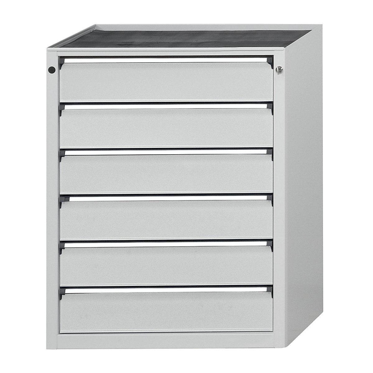 Drawer cupboard without worktop – ANKE, width 760 mm, 6 x 150 mm drawers, front in light grey-6