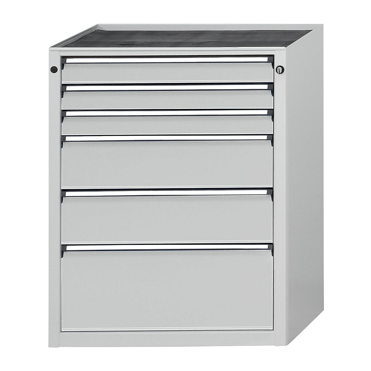 Drawer cupboard without worktop – ANKE, width 760 mm, 6 drawers, front in light grey-1