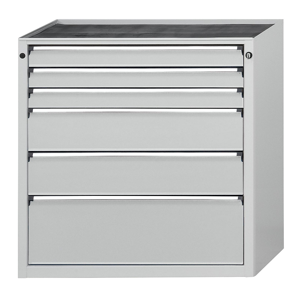 Drawer cupboard without worktop – ANKE, width 910 mm, 6 drawers, front in light grey-1