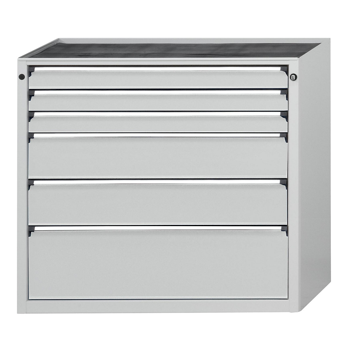 Drawer cupboard without worktop – ANKE, width 1060 mm, max. drawer load 200 kg, 6 drawers, front in light grey-8