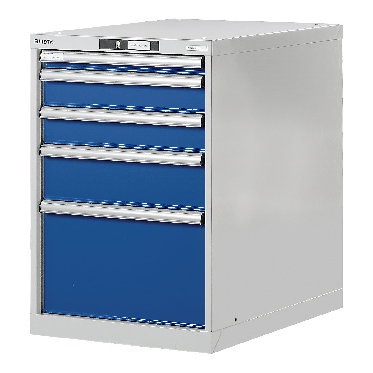 Modular workbench system, drawer unit – LISTA, height 800 mm, 5 drawers, gentian blue-4