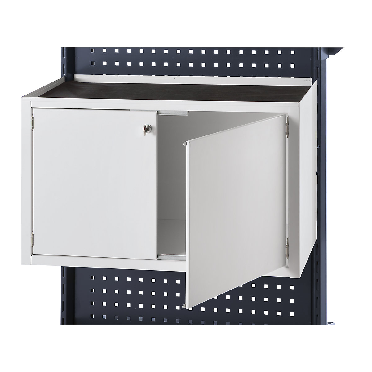 Double door cupboard – ANKE, WxDxH 760 x 330 x 450 mm, light grey-4