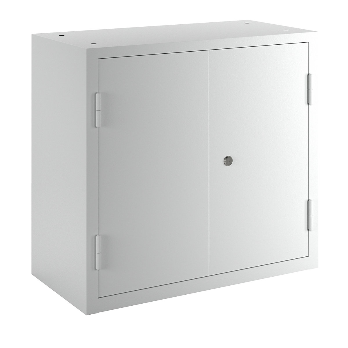 Wall mounted cupboard for the workshop – eurokraft basic, HxWxD 600 x 650 x 320 mm, solid panel doors, light grey RAL 7035-5
