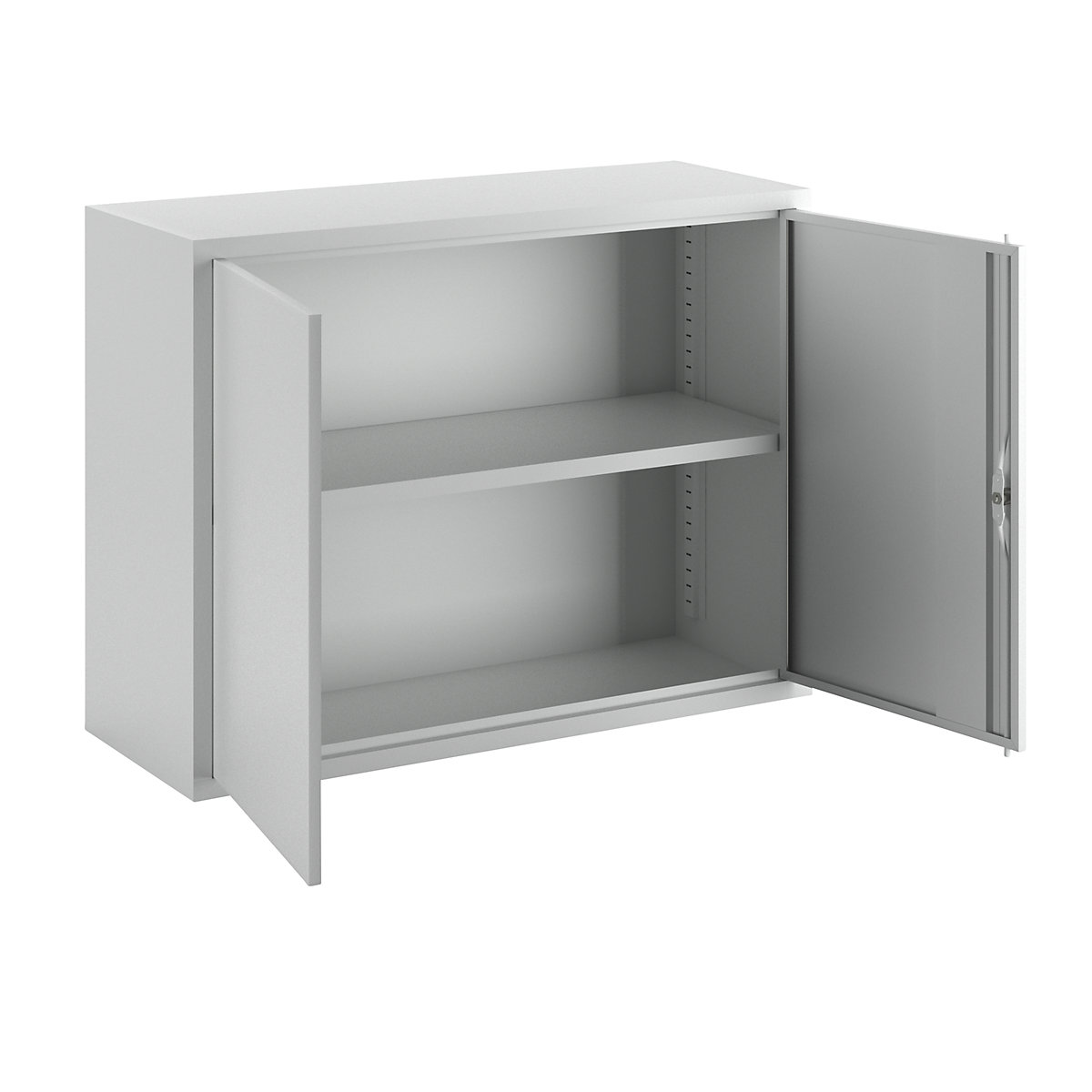 Wall mounted cupboard, height 600 mm – Pavoy, with solid panel door/s, width 800 mm, solid rear panel, grey-4