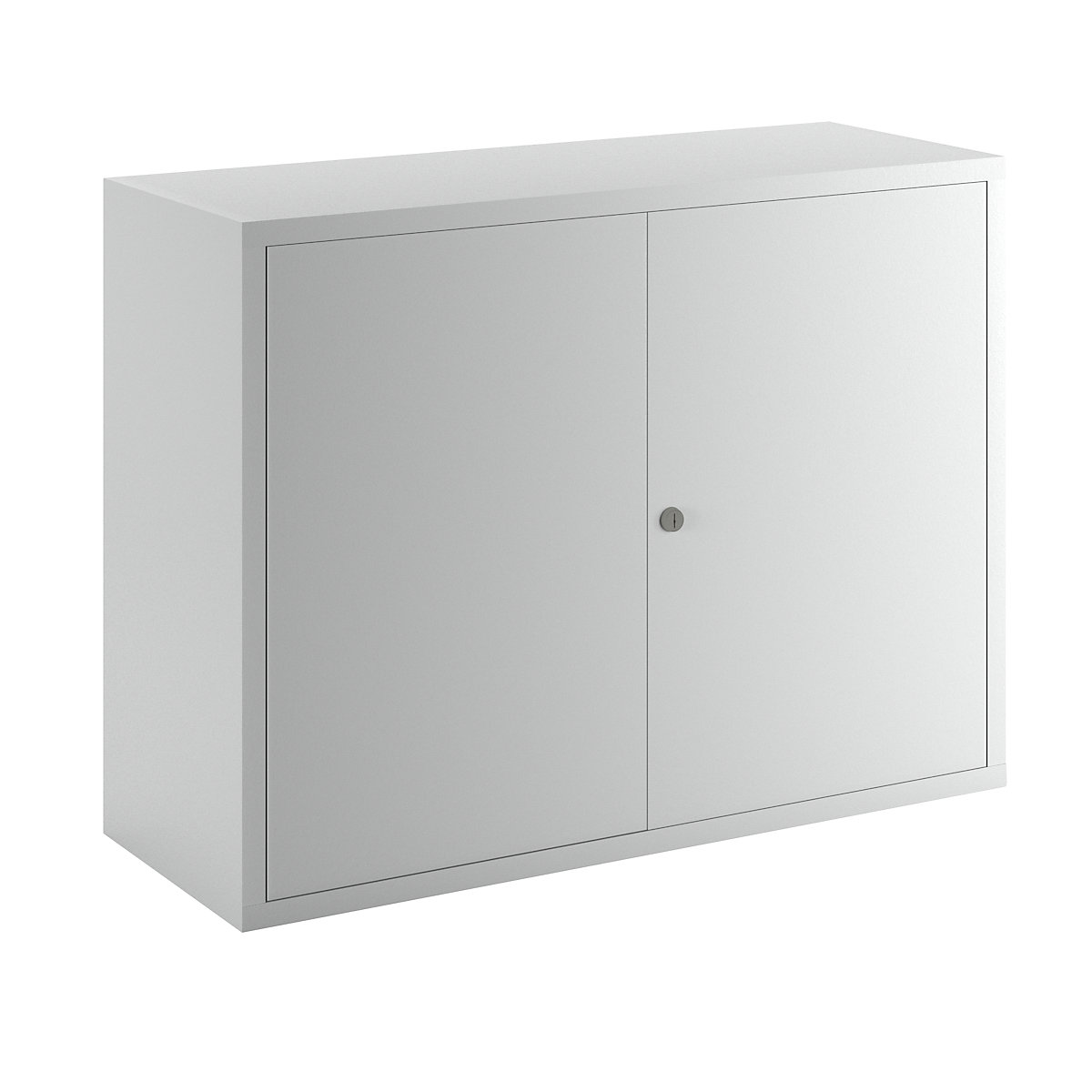 Wall mounted cupboard, height 600 mm – Pavoy, with solid panel door/s, width 800 mm, perforated rear panel, grey-6