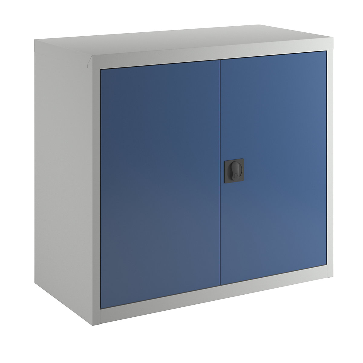 Double door cupboard, with solid panel doors, 2 shelves, light grey / gentian blue-5