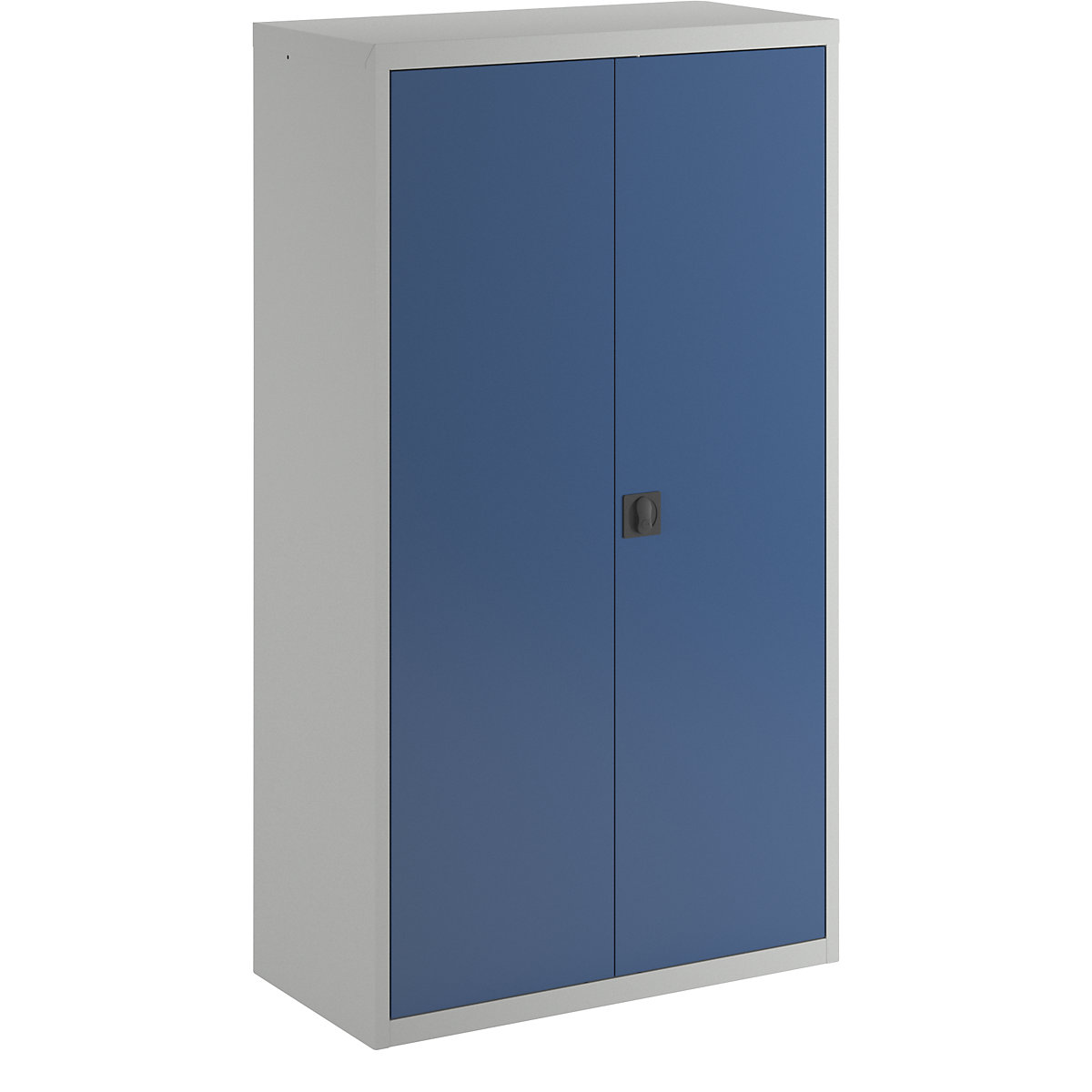 Double door cupboard, with solid panel doors, 4 shelves, light grey / gentian blue-5