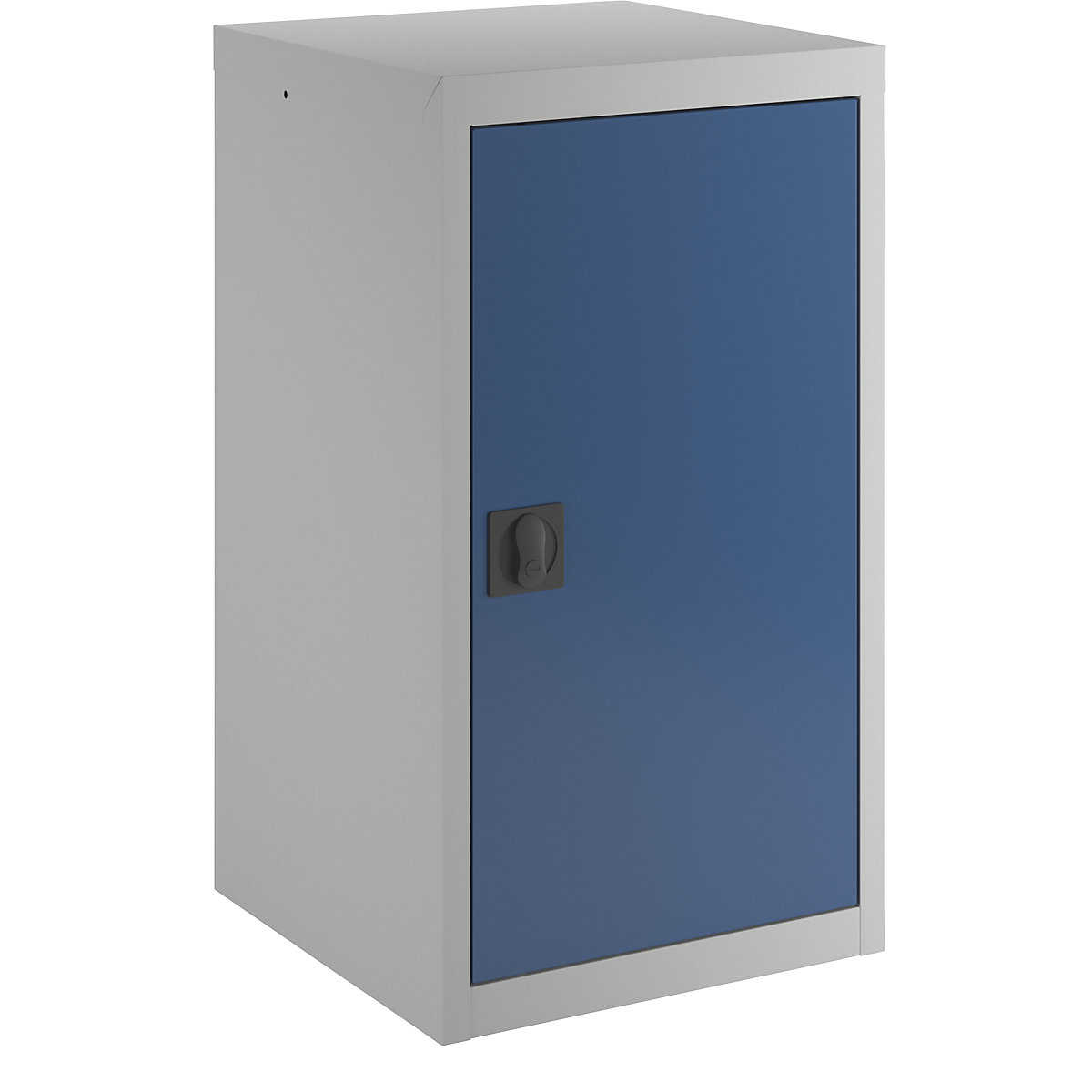 Double door cupboard, with solid panel door, 2 shelves, light grey / gentian blue-5