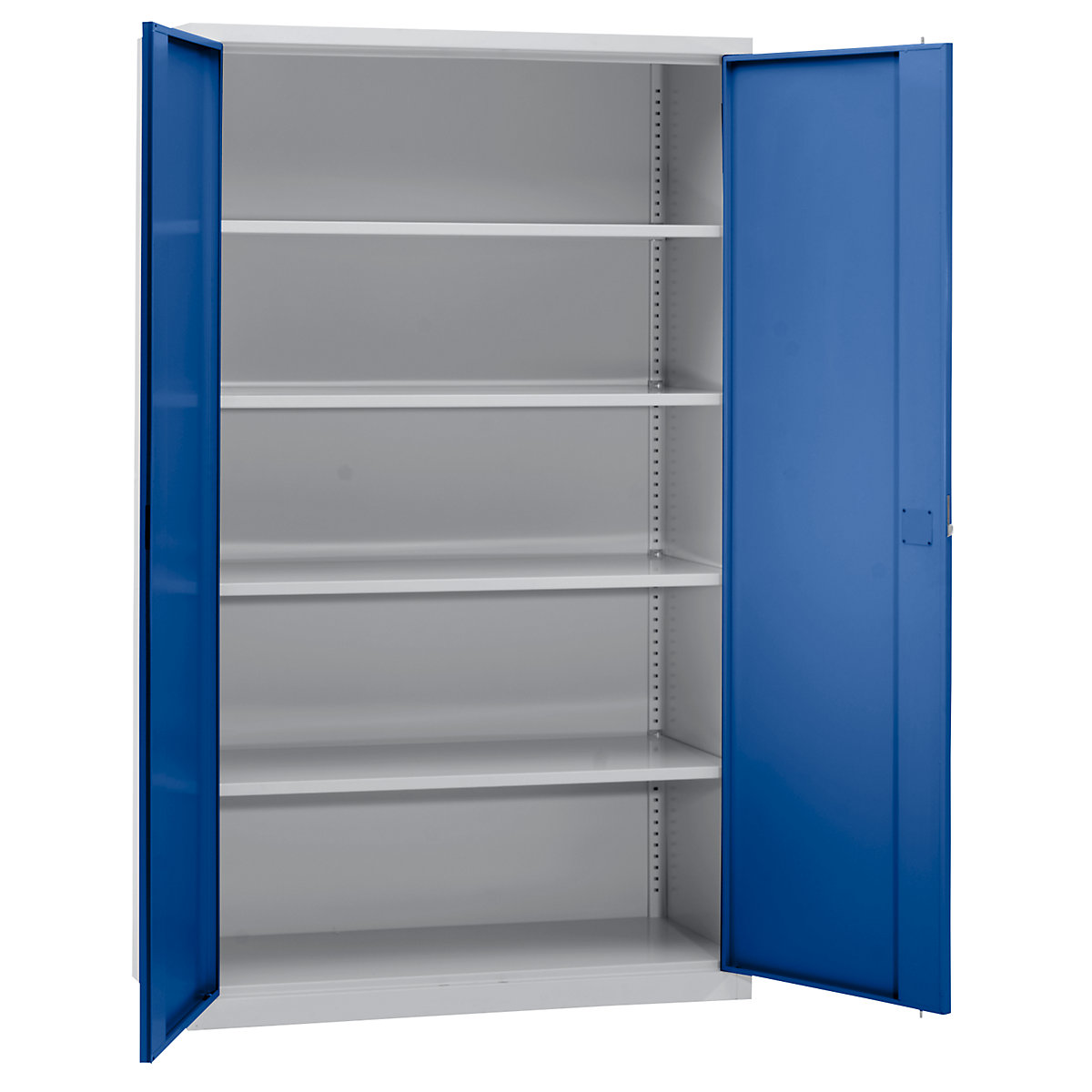 Double door cupboard – eurokraft pro, 4 shelves, width 1200 mm, light grey / gentian blue-5