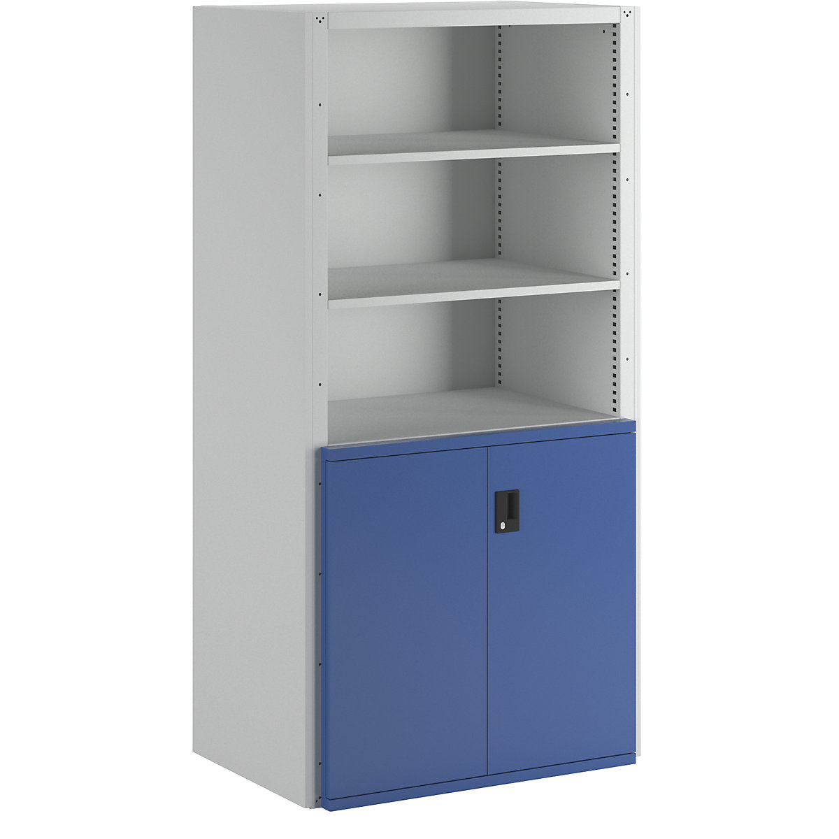 Drawer shelf unit – LISTA, 3 universal shelves, 2 adjustable shelves, 2 pull-out shelves (75 kg), standard shelf unit-10