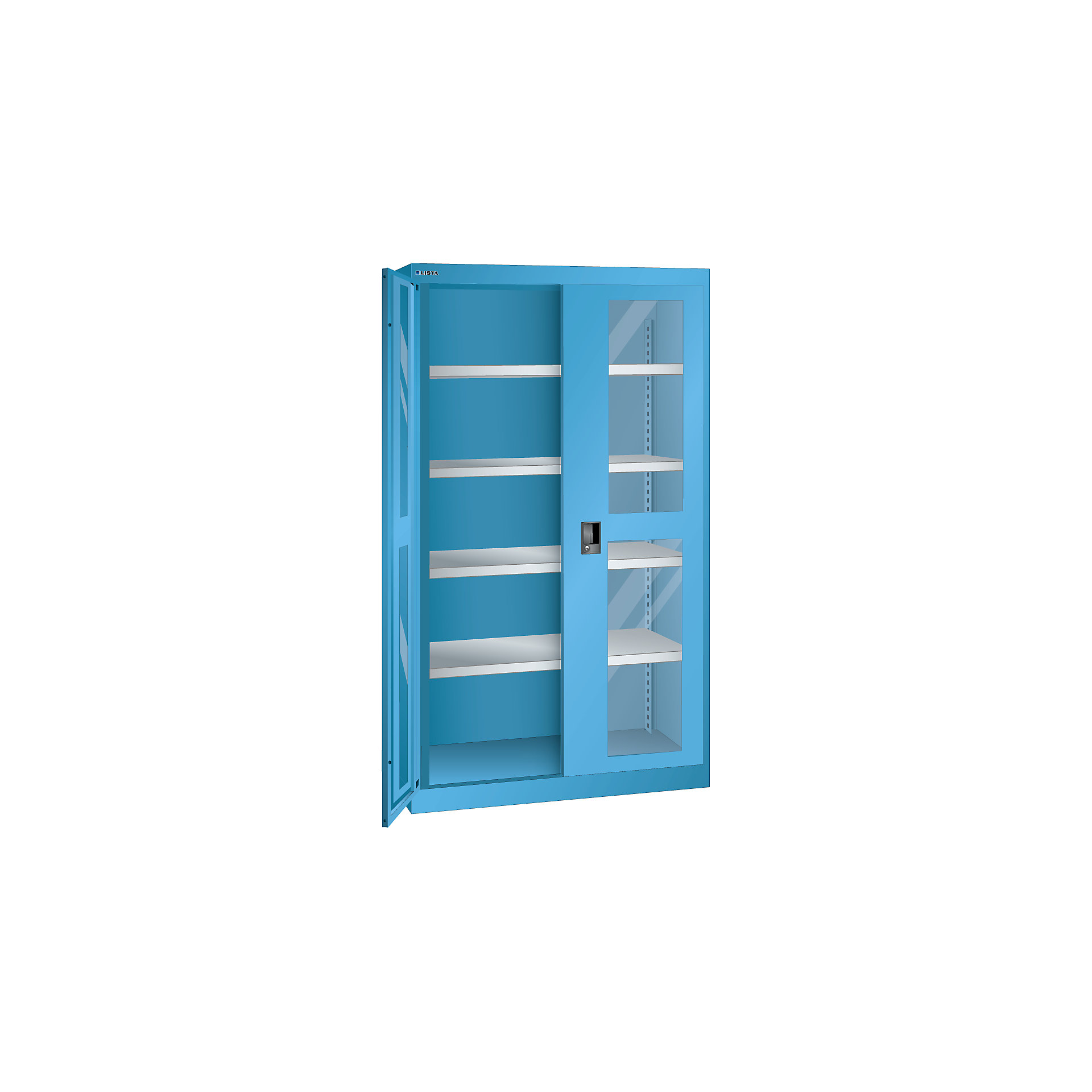 LISTA Heavy duty cupboard 4 shelves, fitted with vision panel doors