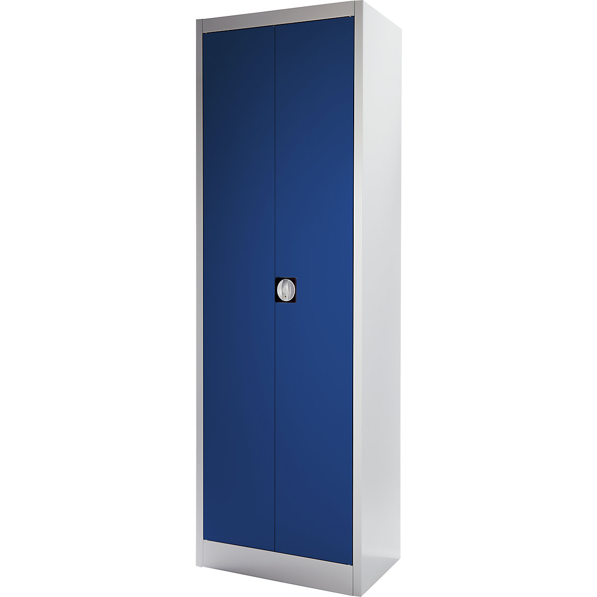 Heavy duty double door cupboard – mauser, HxW 1950 x 600 mm, depth 420 mm, light grey/gentian blue-4