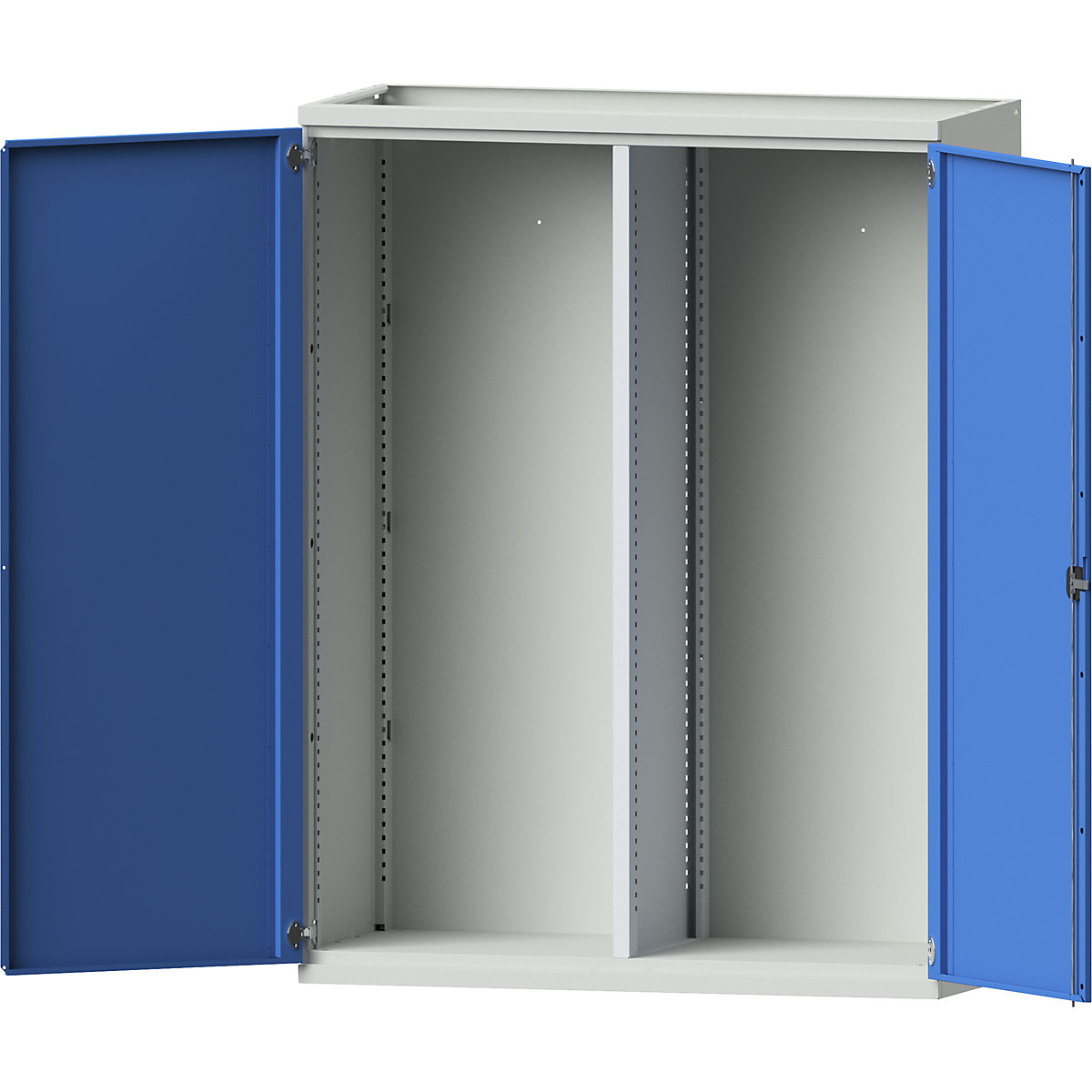 JUMBO heavy duty cupboard made of sheet steel – eurokraft pro, empty cupboard with centre partition, light grey / light blue-2
