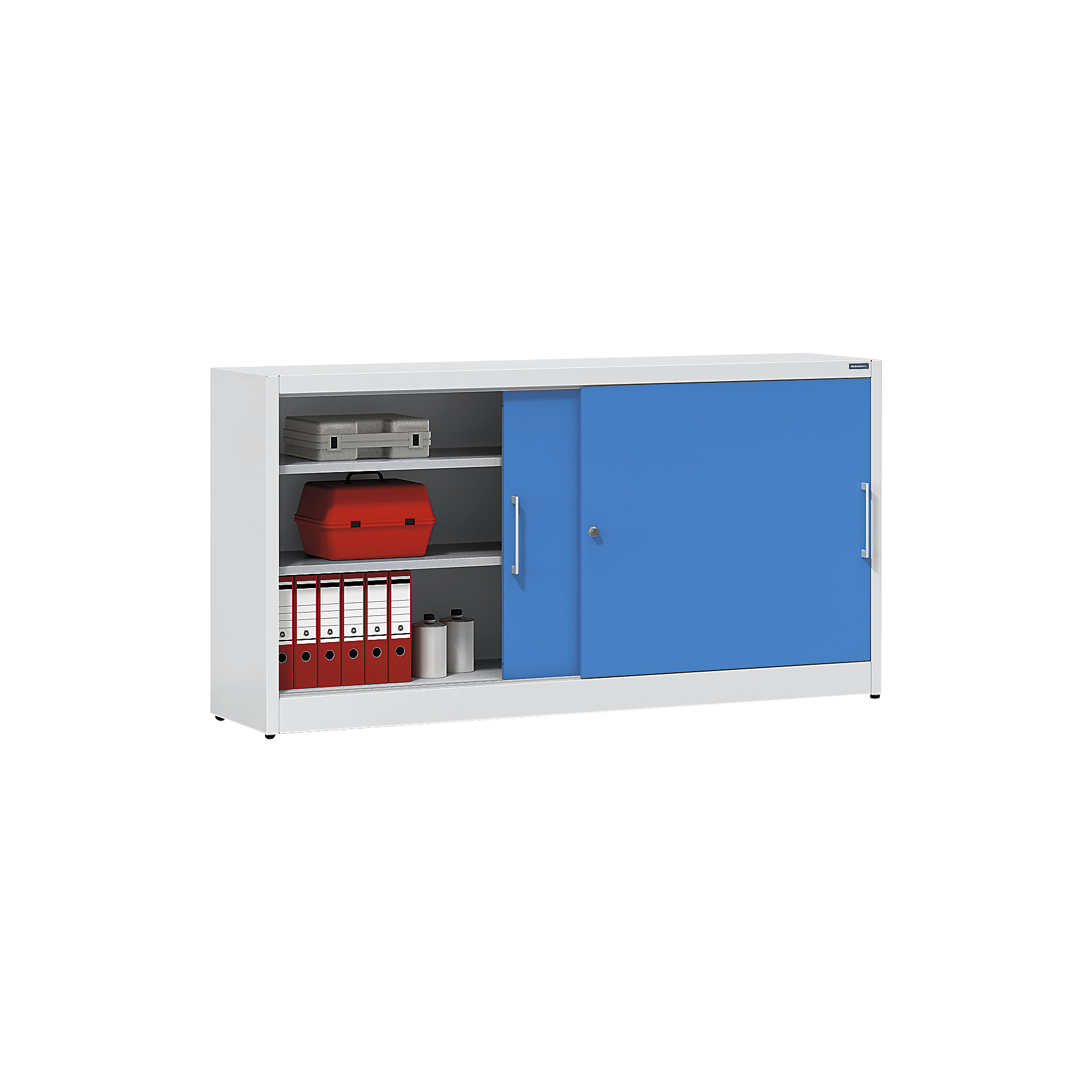 Sliding door cupboard, height 1000 mm eurokraft pro with centre