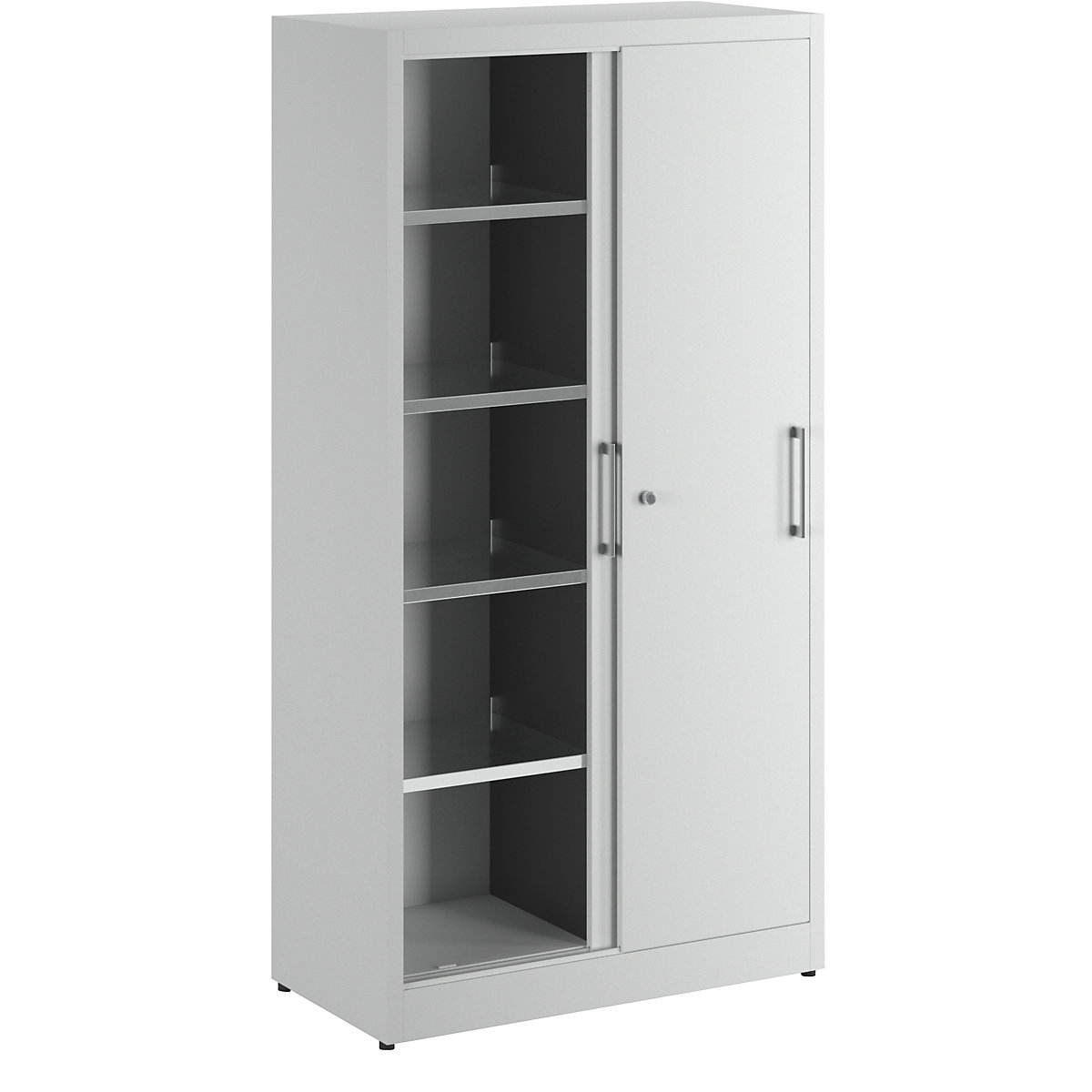 Sliding door cupboard – eurokraft basic, steel body, HxWxD 1950 x 1000 x 500 mm, grey-4