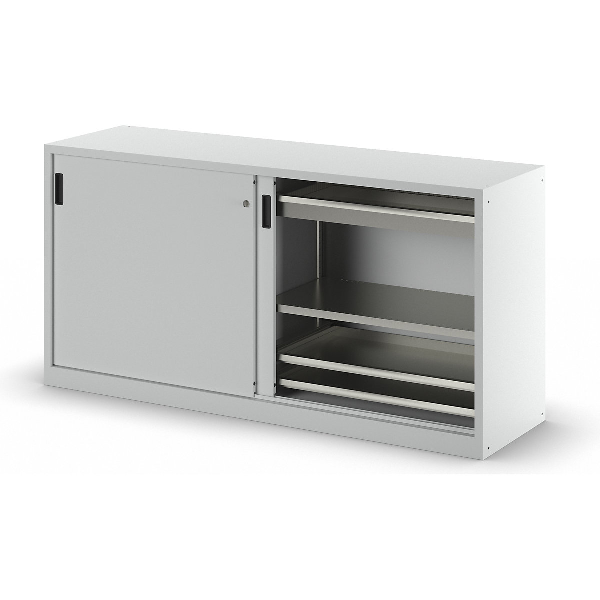 Sliding door cupboard with solid panel doors – LISTA (Product illustration 2)-1