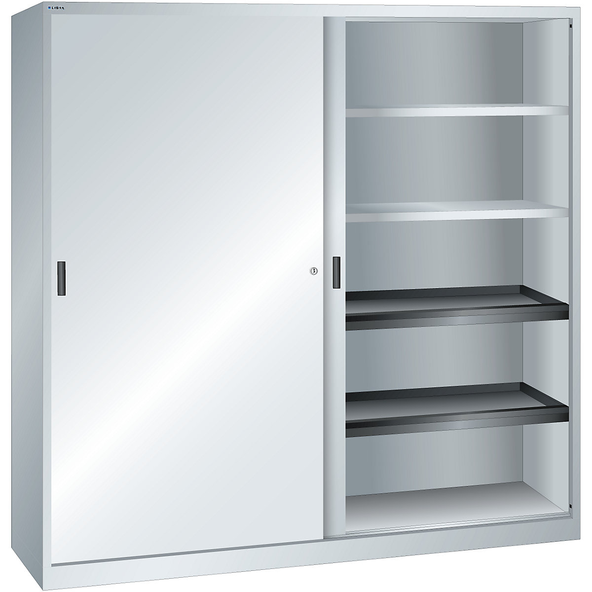 Sliding door cupboard with solid panel doors – LISTA (Product illustration 3)-2