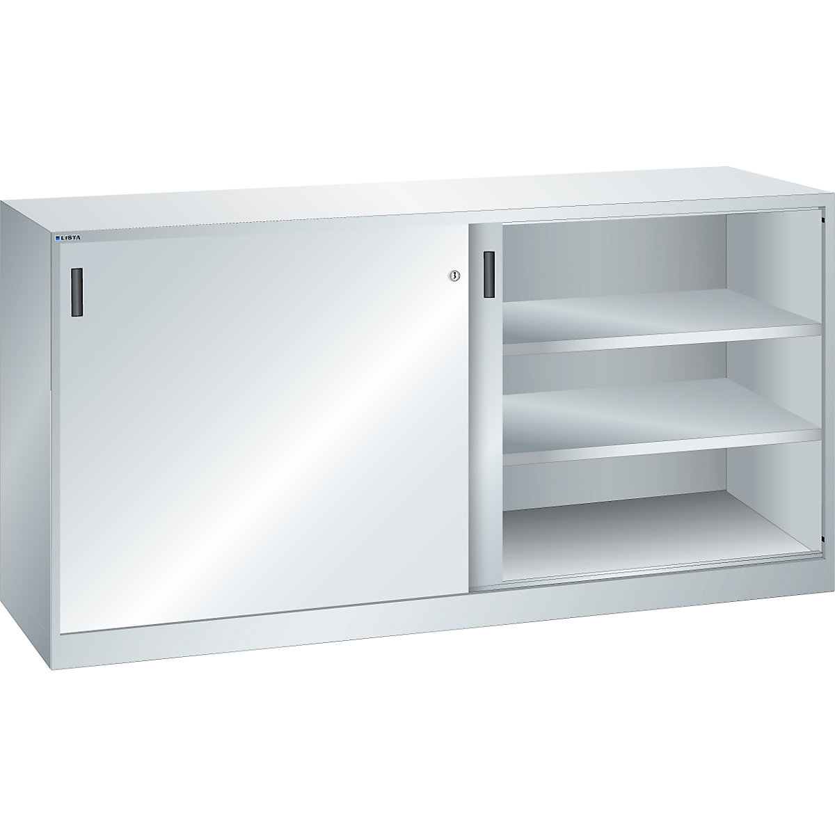 Sliding door cupboard with solid panel doors – LISTA (Product illustration 7)-6