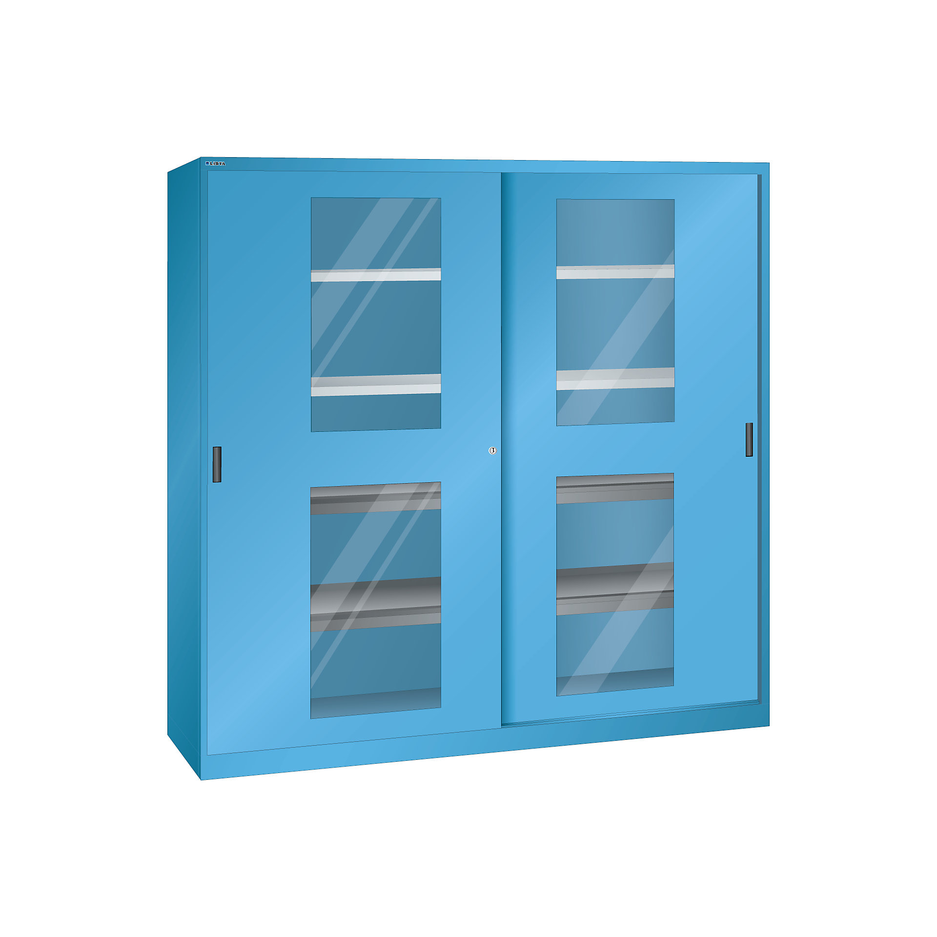 Sliding door cupboard with vision panel doors LISTA 4 shelves, 4