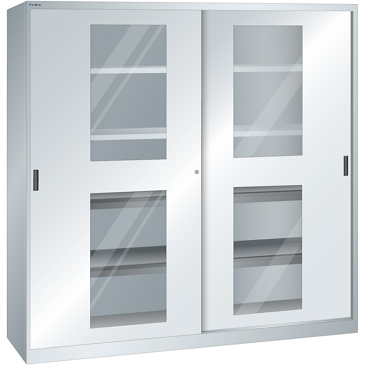 Sliding door cupboard with vision panel doors LISTA 4 shelves, 4