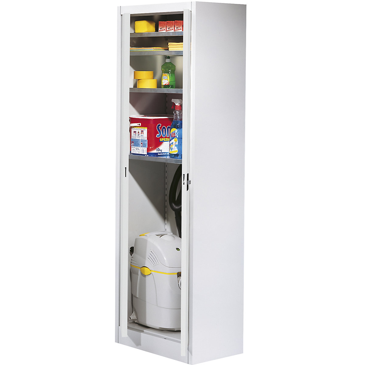 Storage cupboard, HxW 1950 x 600 mm – mauser, depth 420 mm, housing and doors light grey-3