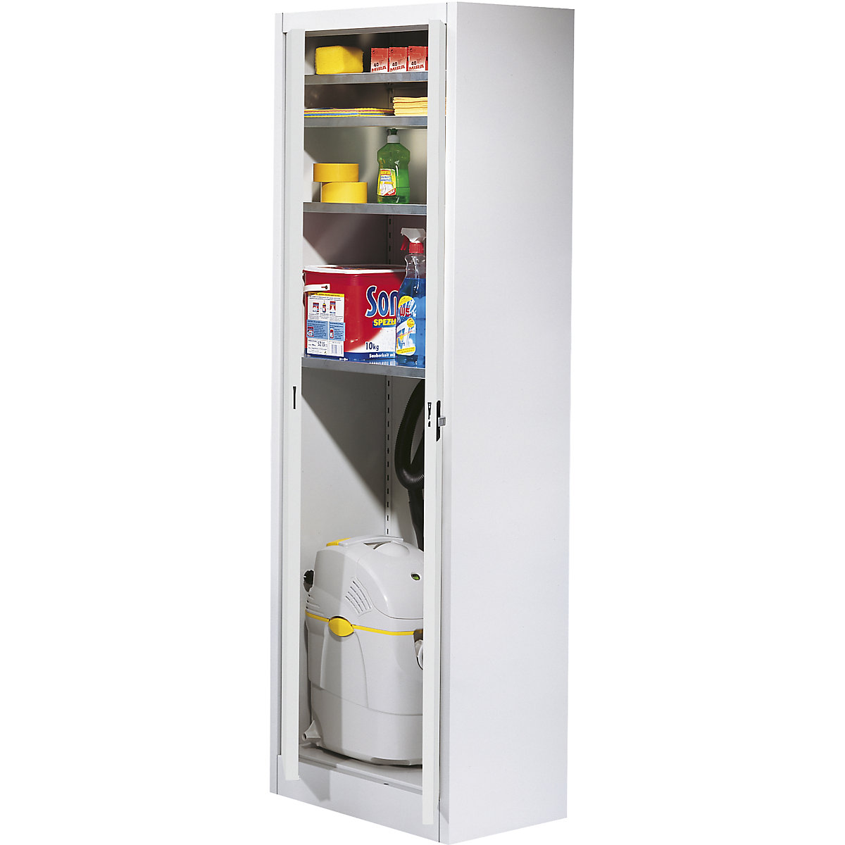 Storage cupboard, HxW 1950 x 600 mm – mauser, depth 500 mm, housing and doors light grey-5