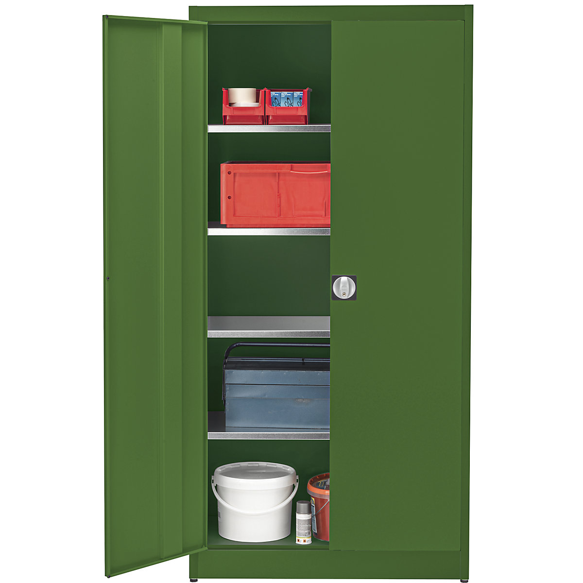 Storage cupboard, HxW 1950 x 950 mm – mauser, depth 420 mm, housing and doors reseda green-7