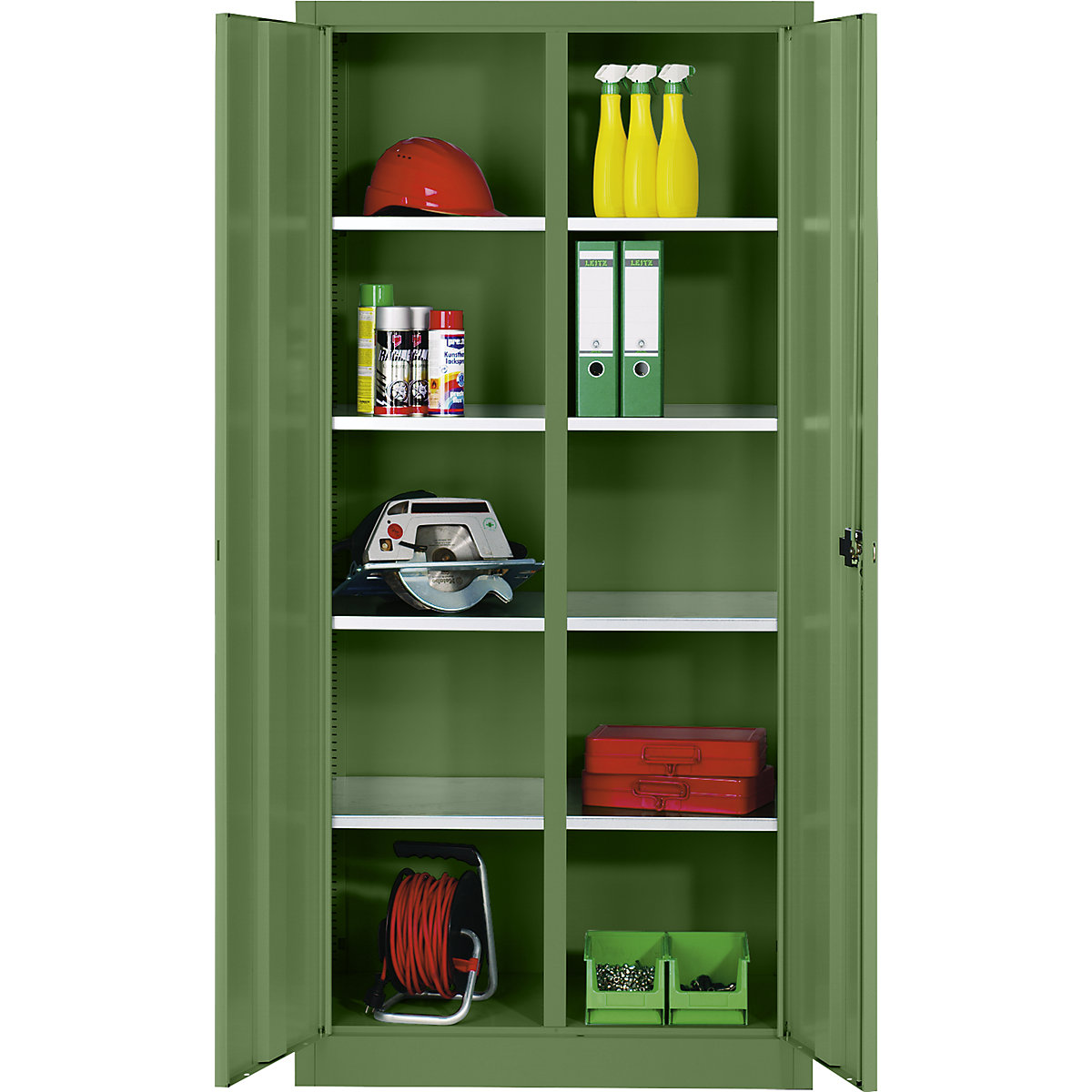 Storage cupboard made of sheet steel – C+P, 8 shelves, HxWxD 1950 x 930 x 500 mm, reseda green-11