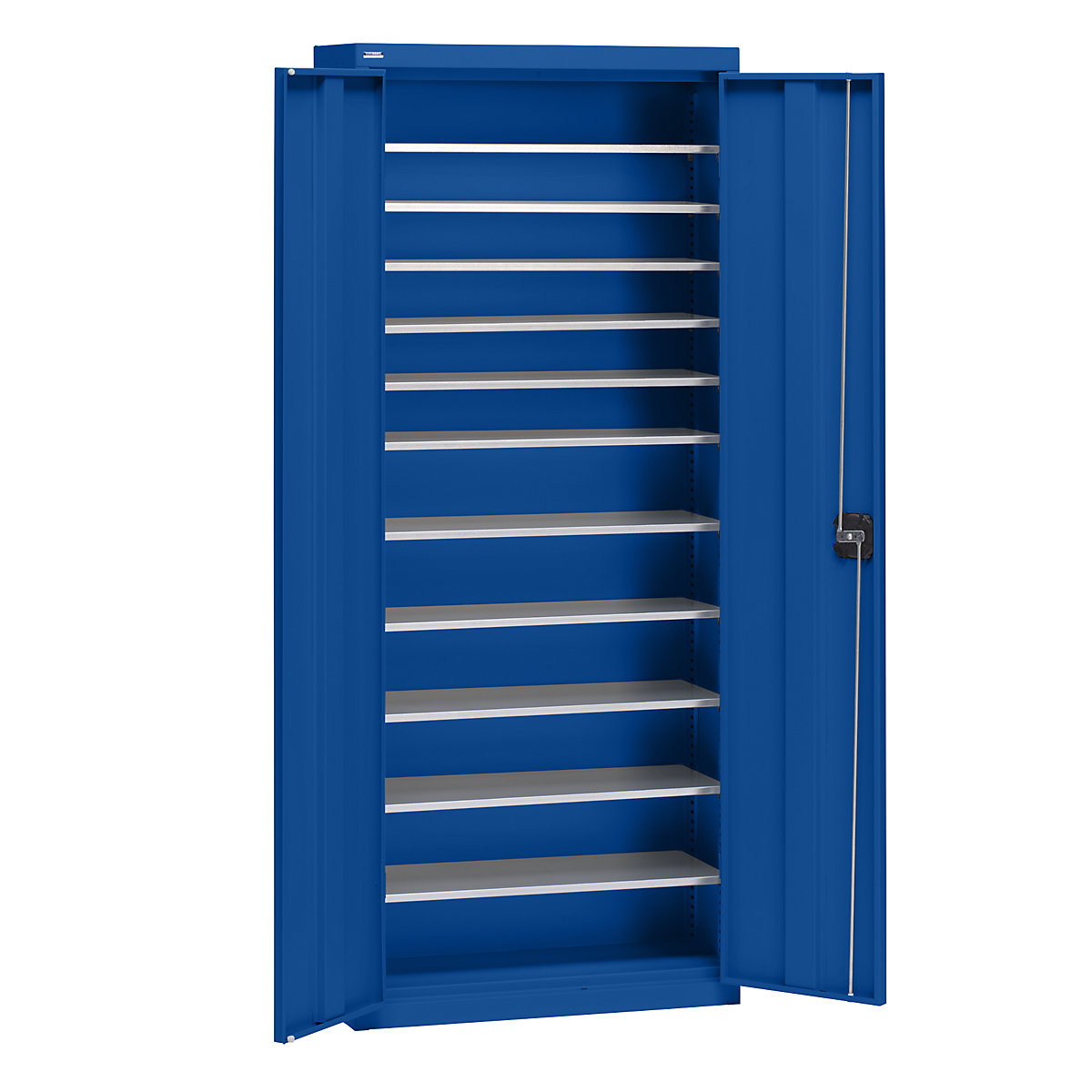 Storage cupboard made of sheet steel – eurokraft pro, height 1575 mm, gentian blue RAL 5010, 11 shelves-6