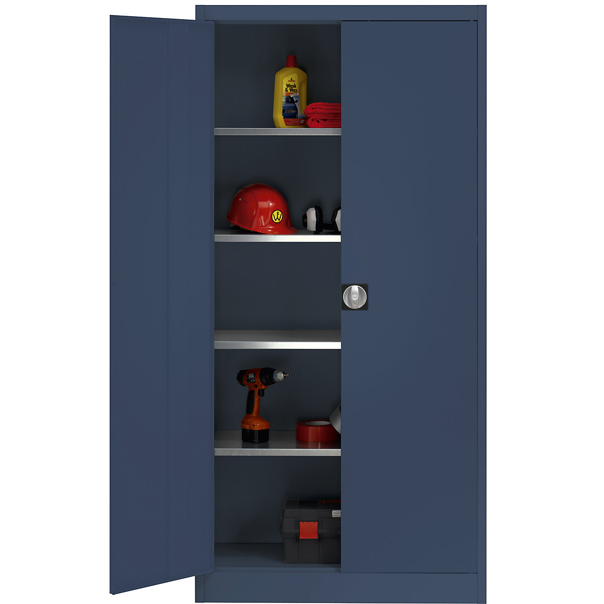 Storage cupboard – mauser, HxWxD 1950 x 950 x 420 mm, blue, 3+ items-5