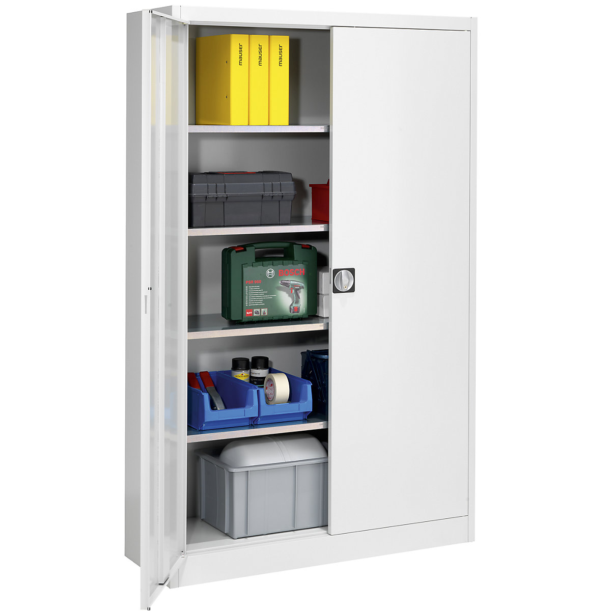 Storage cupboard – mauser, HxWxD 1950 x 1200 x 420 mm, light grey-6