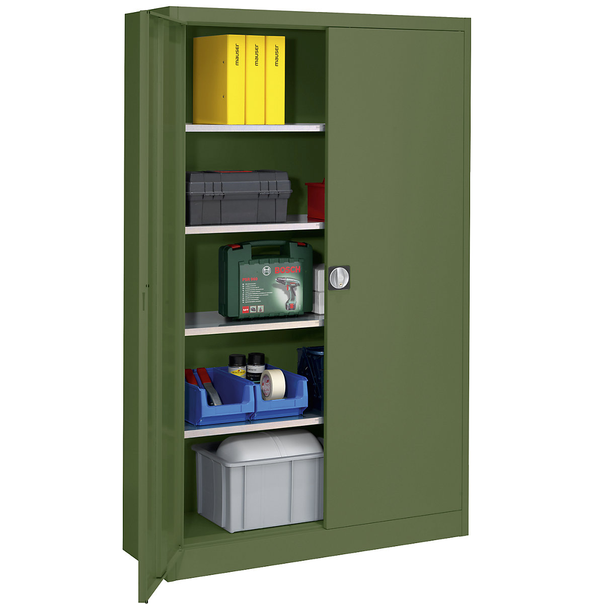 Storage cupboard – mauser, HxWxD 1950 x 1200 x 420 mm, reseda green-15