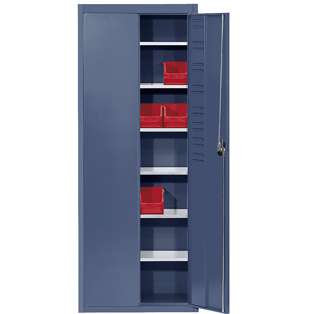 Storage cupboard, without open fronted storage bins – mauser, HxWxD 1740 x 680 x 280 mm, single colour, brilliant blue-9
