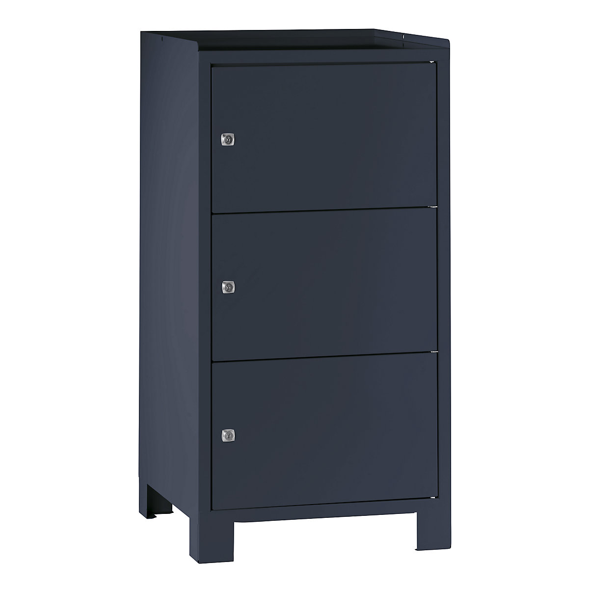 Tool cupboard with feet – Wolf, HxWxD 1000 x 500 x 500 mm, 3 lockable compartments, charcoal RAL 7016-11