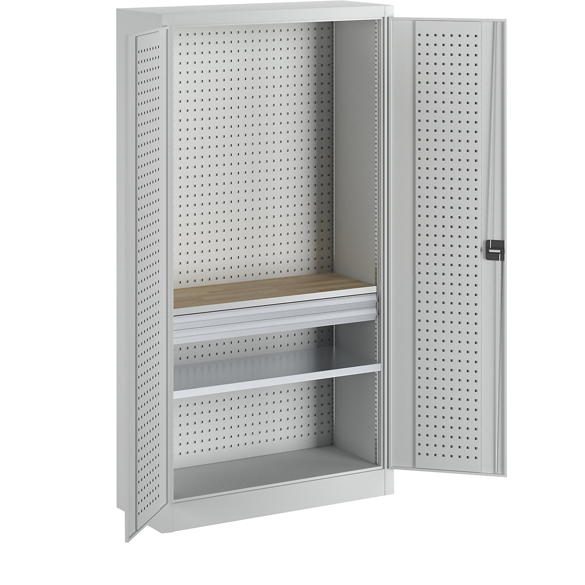 Tool cupboard with perforations