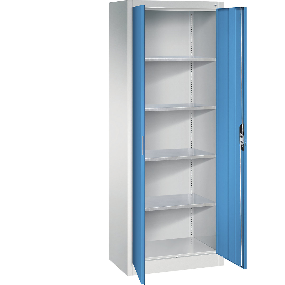 Workshop double door cupboard – C+P, HxWxD 1950 x 700 x 400 mm, light grey / light blue-12