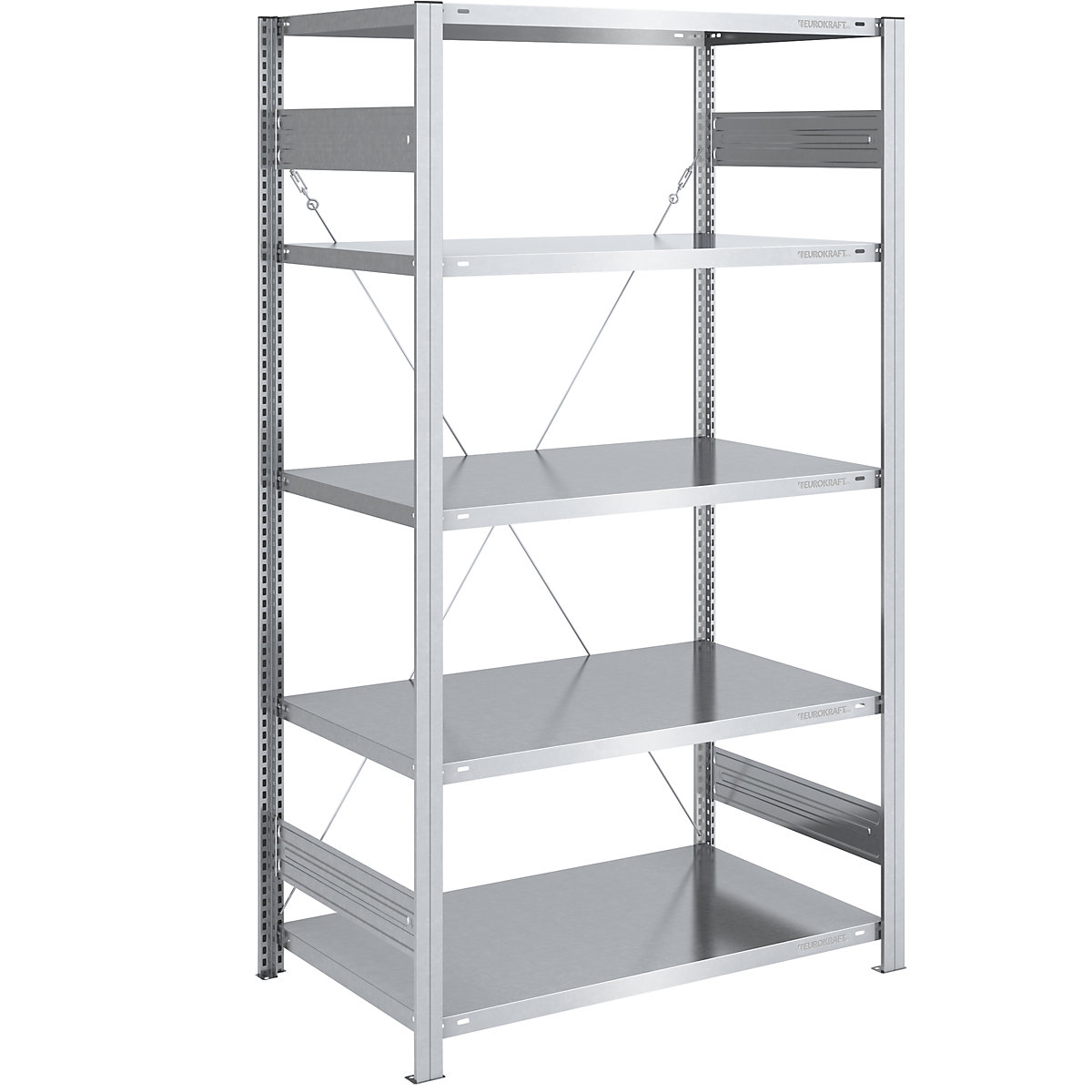 Magazijn inhaakstelling, verzinkt, lichte constructie – eurokraft pro, stellinghoogte 2000 mm, basisstelling, breedte x diepte = 1000 x 800 mm