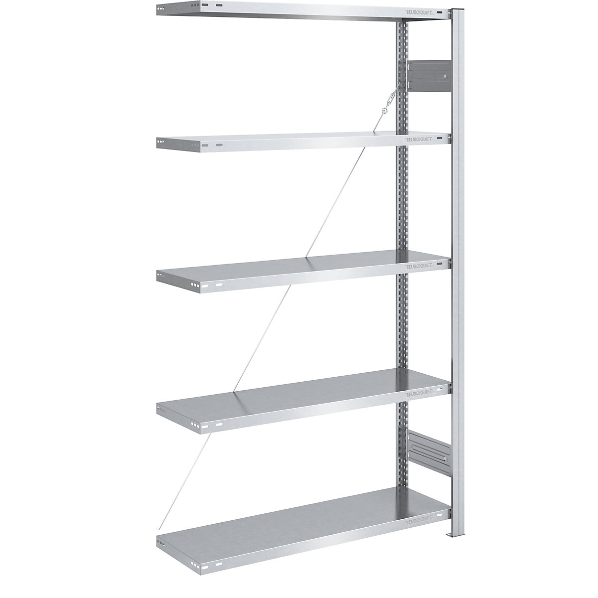 Magazijn inhaakstelling, verzinkt, lichte constructie – eurokraft pro, stellinghoogte 2000 mm, aanbouwstelling, breedte x diepte = 1000 x 400 mm