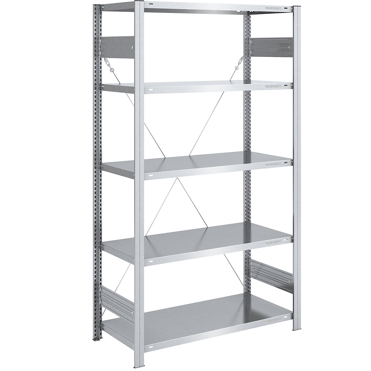Magazijn inhaakstelling, verzinkt, lichte constructie – eurokraft pro, stellinghoogte 2000 mm, basisstelling, breedte x diepte = 1000 x 600 mm