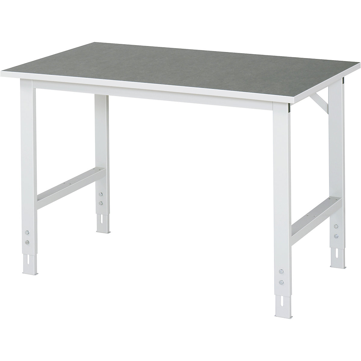 Stół roboczy, z regulacją wysokości – RAU, 760 – 1080 mm, blat z linoleum, szer. x głęb. 1250 x 800 mm, jasnoszary-6