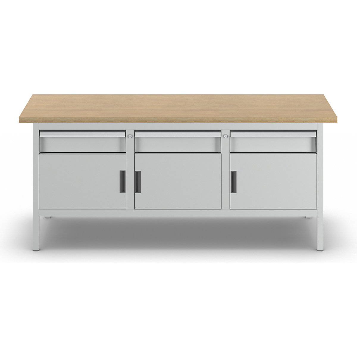 Stół warsztatowy z blatem z litego buku, konstrukcja ramowa – LISTA (Zdjęcie produktu 13)-12