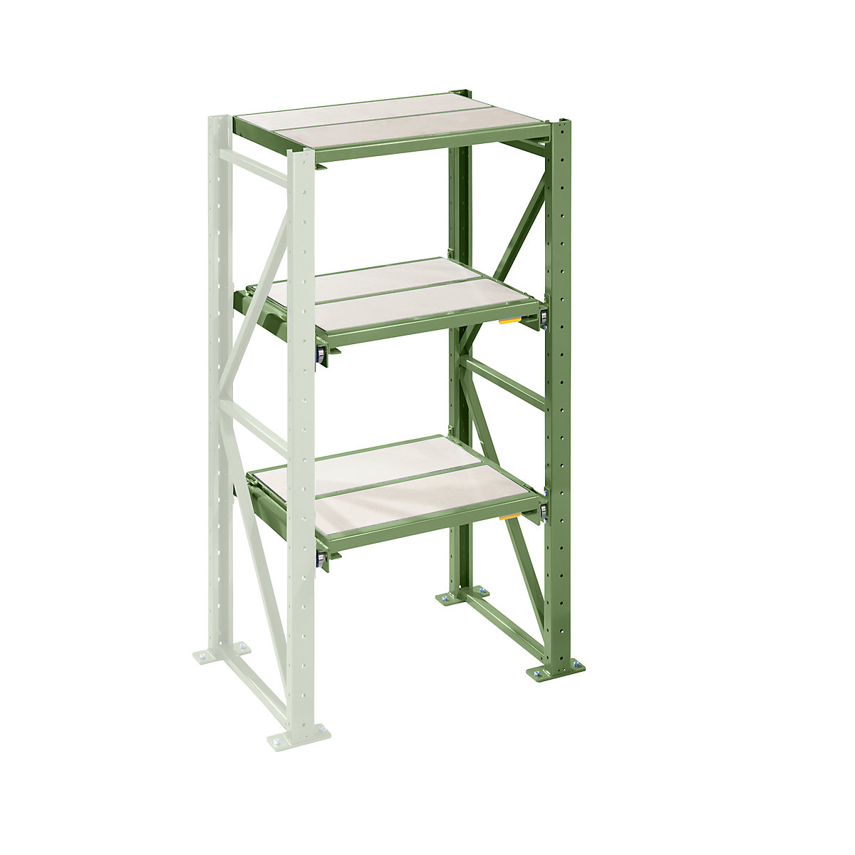 Rayonnage à tablettes coulissantes pour charges lourdes – LISTA, largeur tablettes 890 mm, profondeur 860 mm, rayonnage additionnel, vert réséda-23