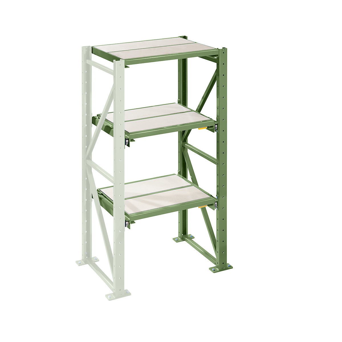 Rayonnage à tablettes coulissantes pour charges lourdes – LISTA, largeur tablettes 890 mm, profondeur 1260 mm, rayonnage additionnel, vert réséda-3