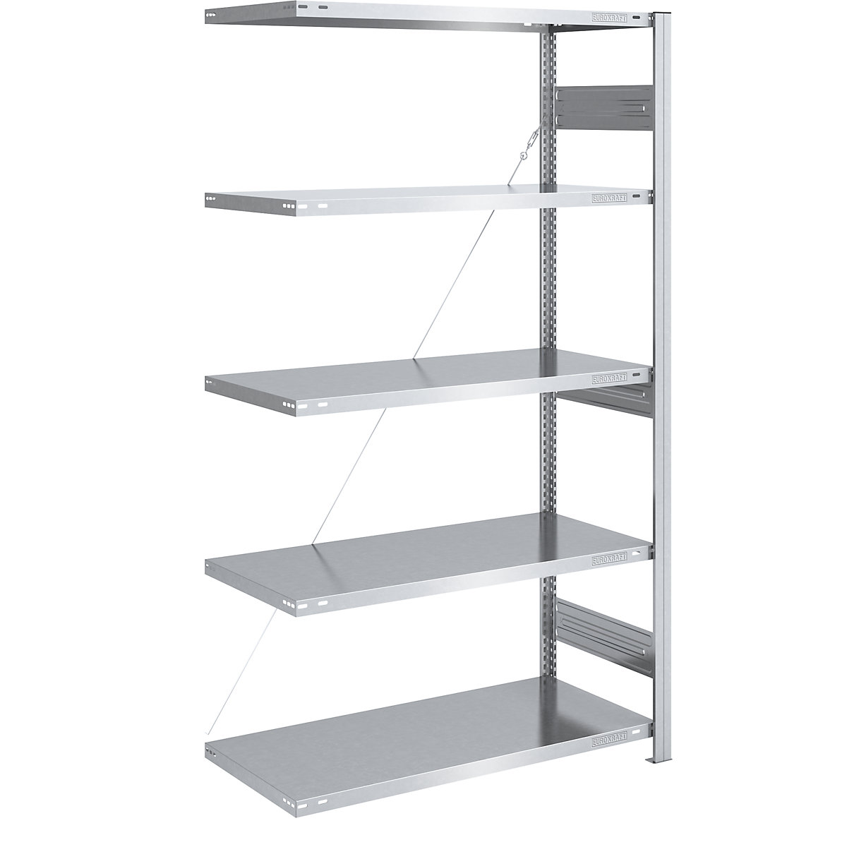 Rayonnage emboîtable pour charges lourdes – eurokraft pro, simple face, h x l x p 2000 x 1000 x 600 mm, galvanisé, rayonnage additionnel-60