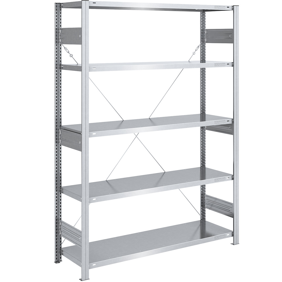 Rayonnage emboîtable pour charges lourdes – eurokraft pro, simple face, h x l x p 2000 x 1300 x 500 mm, galvanisé, rayonnage de base-170
