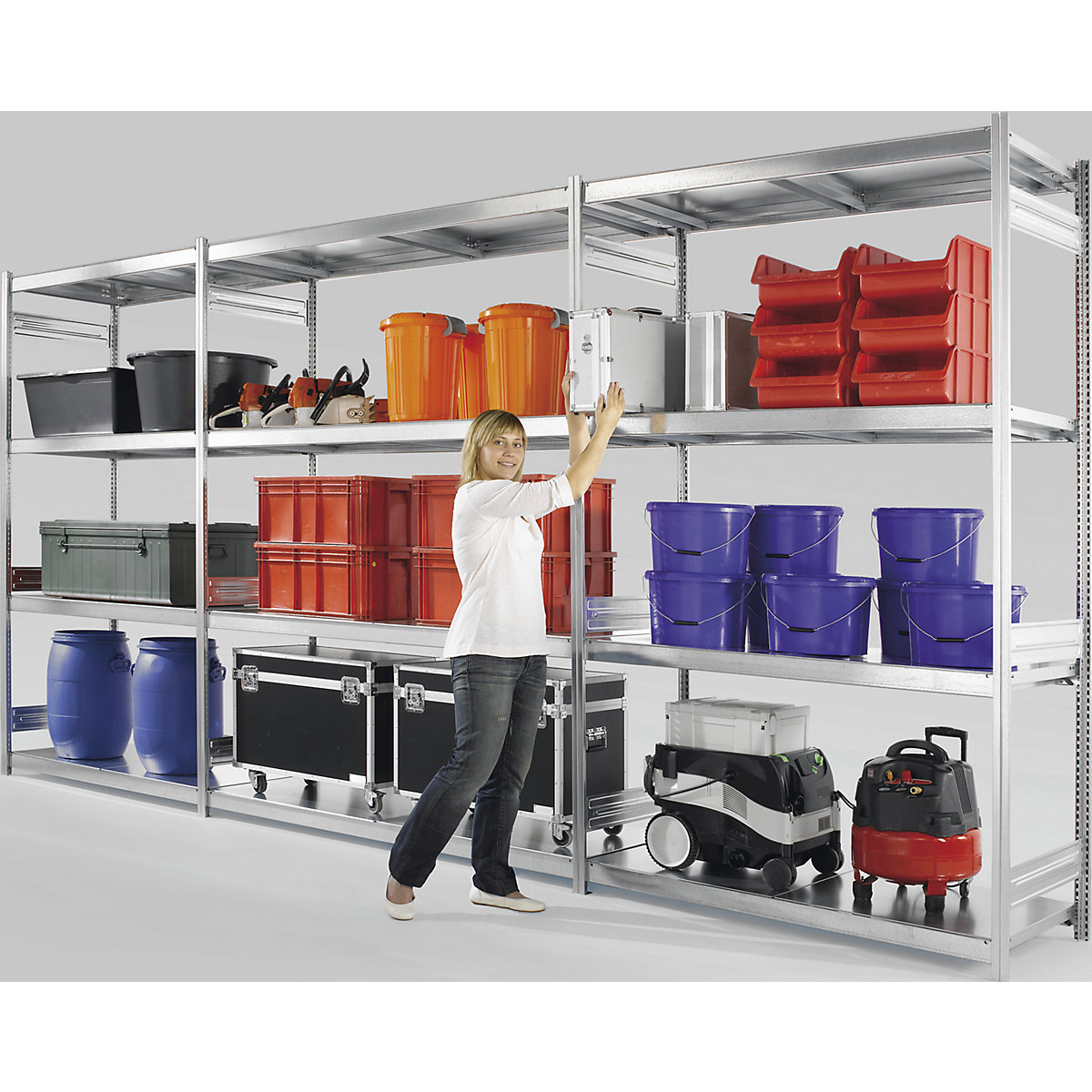 Rayonnage emboîtable extra-large avec tablettes en acier – hofe (Illustration du produit 2)-1