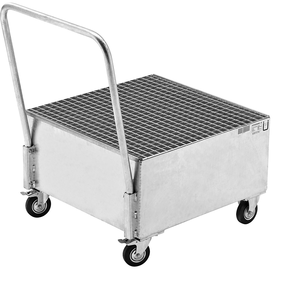 Cuve de rétention mobile en tôle d'acier – eurokraft basic, L x l 800 x 800 mm, 1 fût de 200 l debout, galvanisé à chaud-4